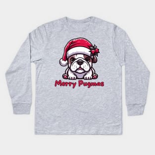 Merry Pugmas Funny Christmas Pug Dog Pet Puppy Xmas Secret  Santa Kids Long Sleeve T-Shirt